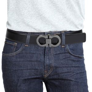 Salvatore Ferragamo Double Gancini Reversible & Adjustable Leather Belt